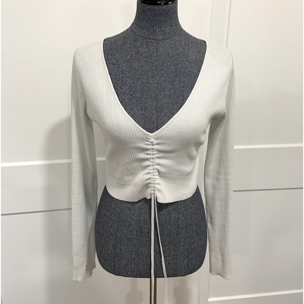 Aster white adjustable tie long sleeve top